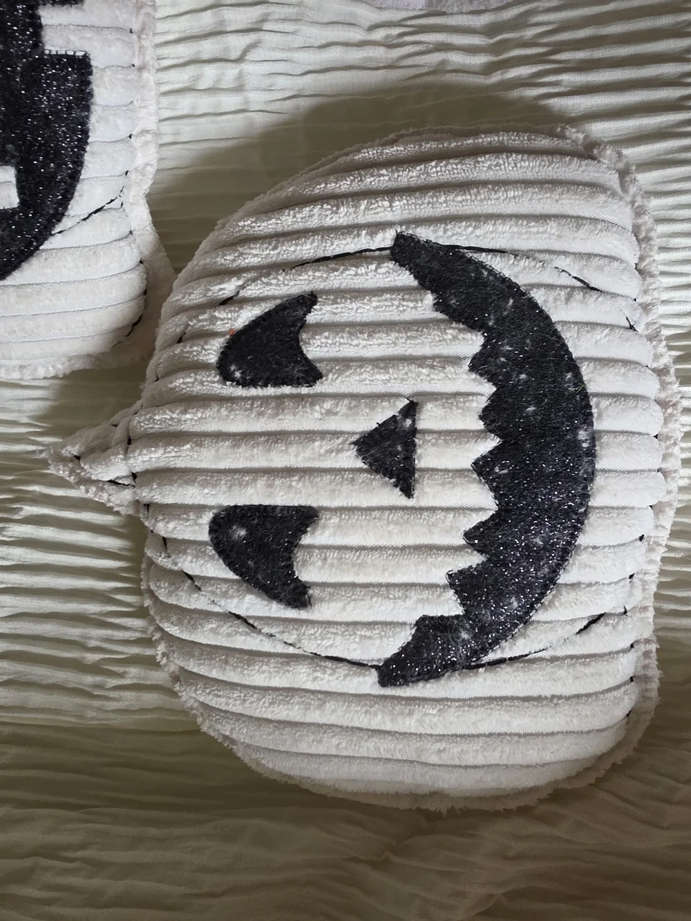 White Pumpkin Jack-O'-Lantern Throw Pillow Set - Seasonal Accent